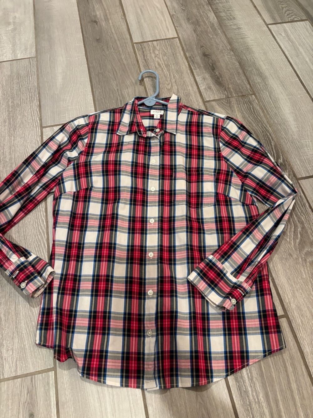 J. Crew Red and White Plaid Button-Down Shirt